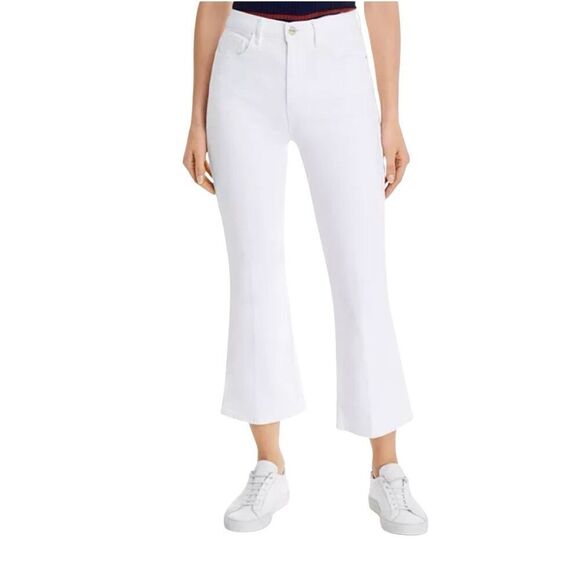 Frame Le Sylvia Kick Boot White Denim Size 28 Stretch $325 - Picture 1 of 7